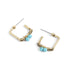 Gold Square Turquoise Bead Stud Earrings